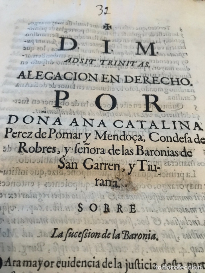 Documentos antiguos: HUESCA. CIRCA 1640.BARON&Iacute;A DE SAN GARREN Y TIURANA. CONDESA DE ROBRES. GENEALOG&Iacute;A, SUCESI&Oacute;N.