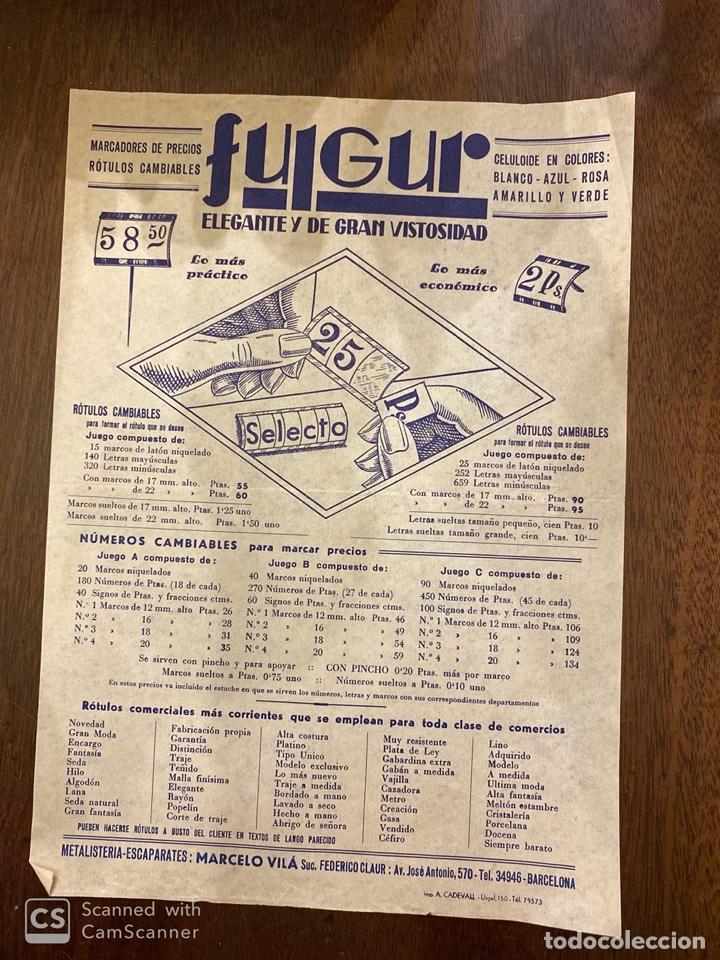Documents Anciens: LISTA DE PRECIOS. FULGUR. ROTULOS CAMBIABLES. MARCELO VIL&Aacute;. BARCELONA. A&Ntilde;OS 50. VER FOTO.