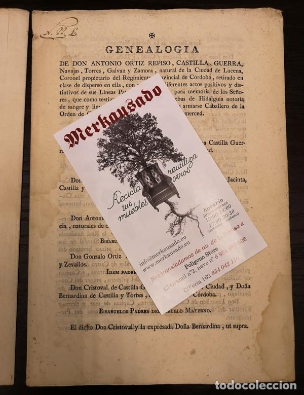 Documentos antiguos: Documento A&ntilde;o 1803. Genealog&iacute;a de D Antonio Ortiz - Foto 4