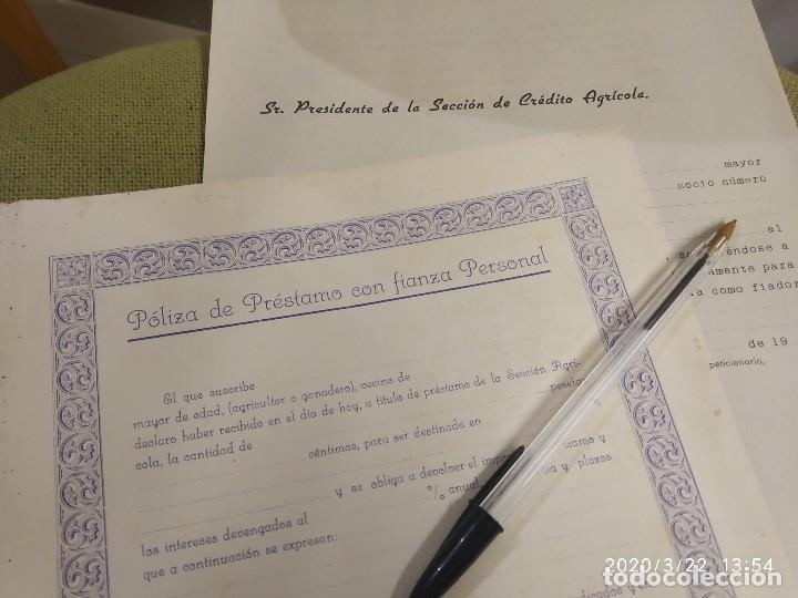 Documentos antiguos: POLIZA DE PRESTAMO CON FIANZA PERSONAL AGRICOLA O GANADERO.