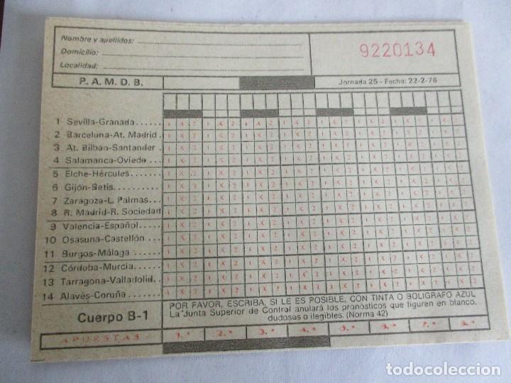 Documentos antiguos: ANTIGUO IMPRESO QUINIELA FUTBOL JORNADA 25 fecha 22-2-1978