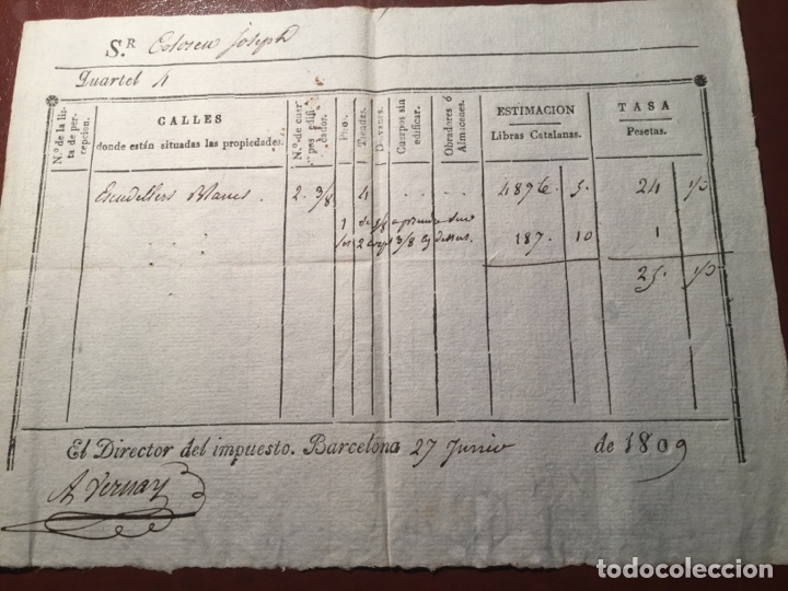 Documentos antiguos: Recibos Barcelona 1809 - Foto 3