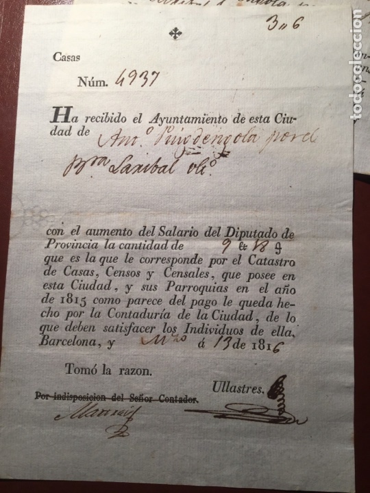 Documentos antiguos: Recibos Barcelona 1809 - Foto 1