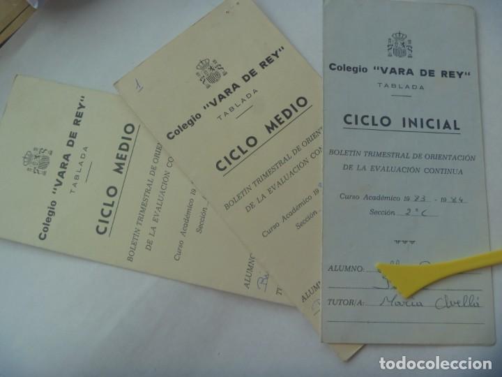 Documentos antiguos: COLEGIO VARA DE REY ( TABLADA - AVIACION ): LOTE DE 3 BOLETINES EVALUACION. 1982 - 1984