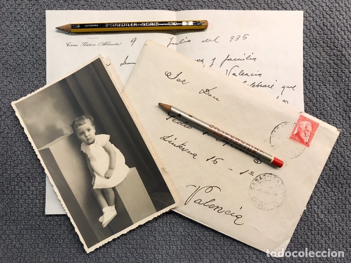 Old Documents: CASAS IB&Aacute;&Ntilde;EZ (Albacete) Sobre circulado, escrito y Fotograf&iacute;a. A&ntilde;o de la Rep&uacute;blica de 1935