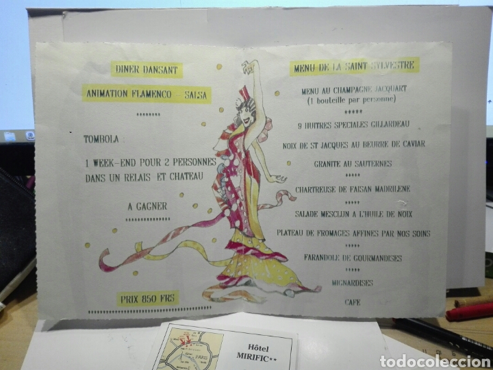 Documentos antiguos: MENU CENA DE NOCHEVIEJA 1992 CAFE MADRID . PARIS FRANCIA