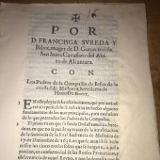 Documentos antiguos: CIRCA 1650. MALLORCA. FRANCISCA SUREDA CON LOS PADRES DE LA COMPAÑÍA DE JESUS DE MALLORCA.. Lote 200372078