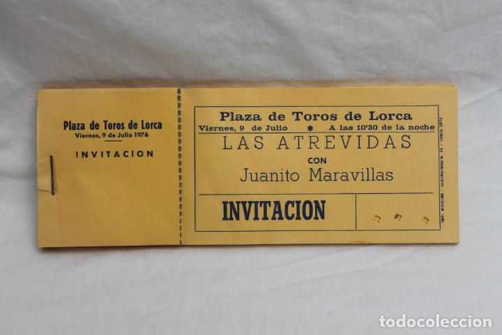 Documentos antiguos: TACO ENTRADAS LAS ATREVIDAS CON JUANITO MARAVILLAS, 1976 PLAZA TOROS DE LORCA
