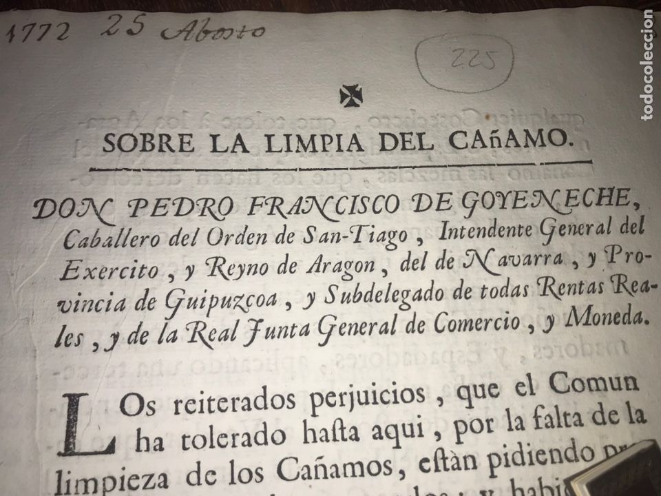 Documentos antiguos: ZARAGOZA 1772. SOBRE LA LIMPIA DEL CA&Ntilde;AMO. GOYENECHE. RARO IMPRESO BIFOLIO.
