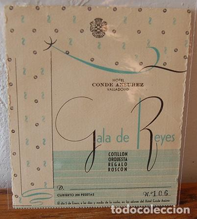 Documentos antiguos: MINUTA. Hotel Conde Ans&uacute;rez. Valladolid. Gala de Reyes. Cotill&oacute;n