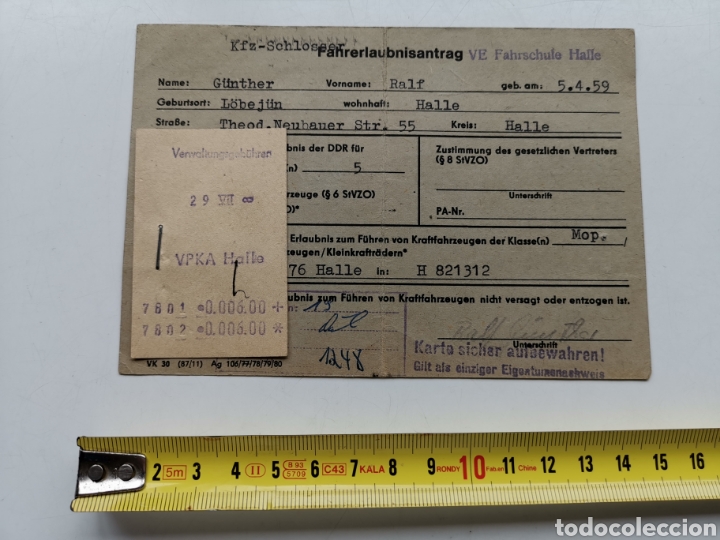 Documentos antiguos: Documento de la Antigua R.D.A. Alemania de 1980 - Foto 1