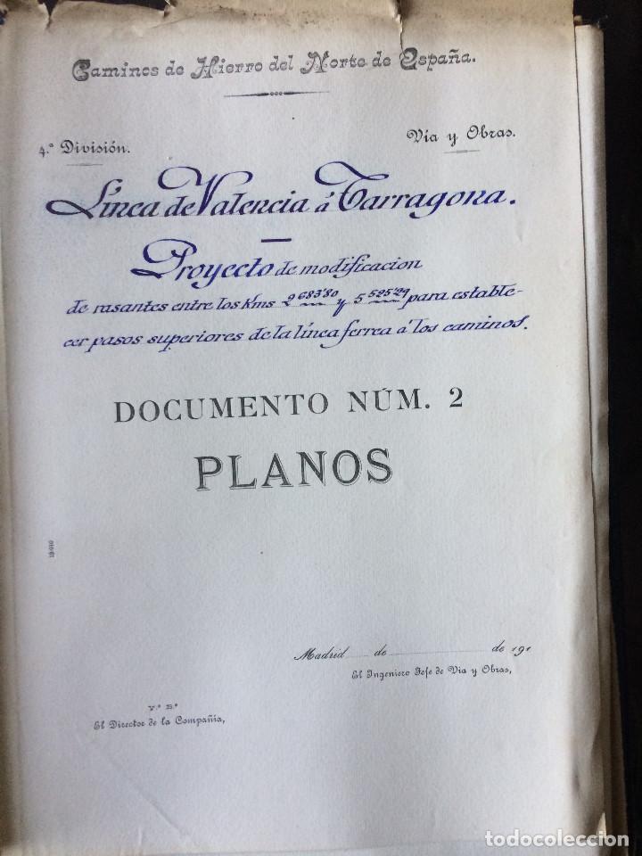 Documentos antiguos: PROYECTO COMPLETO (LINEA DE VALENCIA A TARRAGONA 1919) - Foto 22