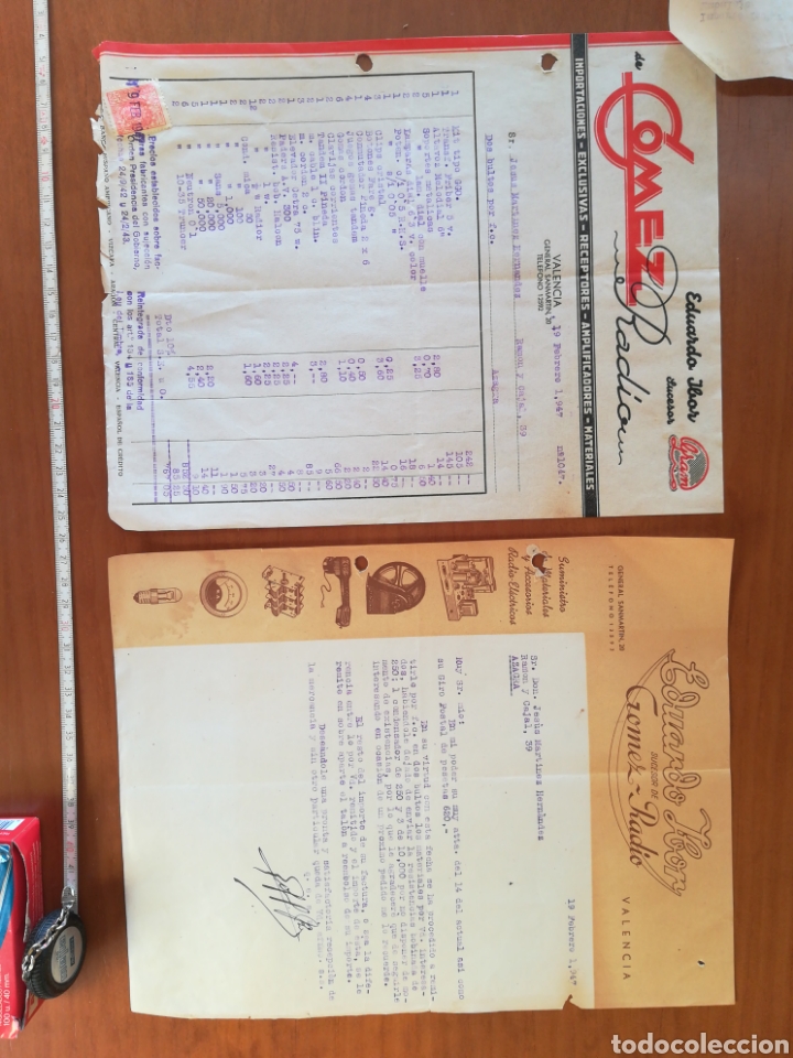Documentos antiguos: Factura carta gomez radio sucesor radio ibor 1947 valencia