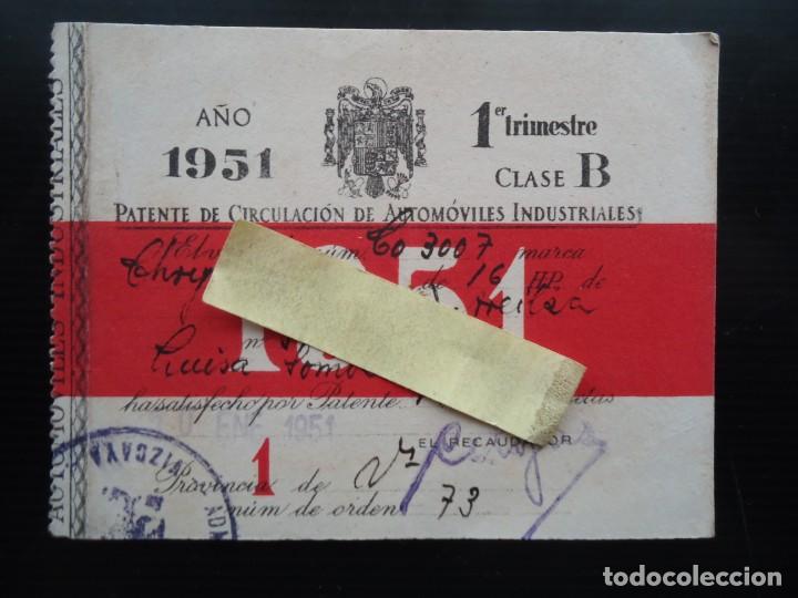 Documentos antiguos: circulacion automoviles industriales chrysler camion coche vehiculo motor posguerra bilbao vizcaya