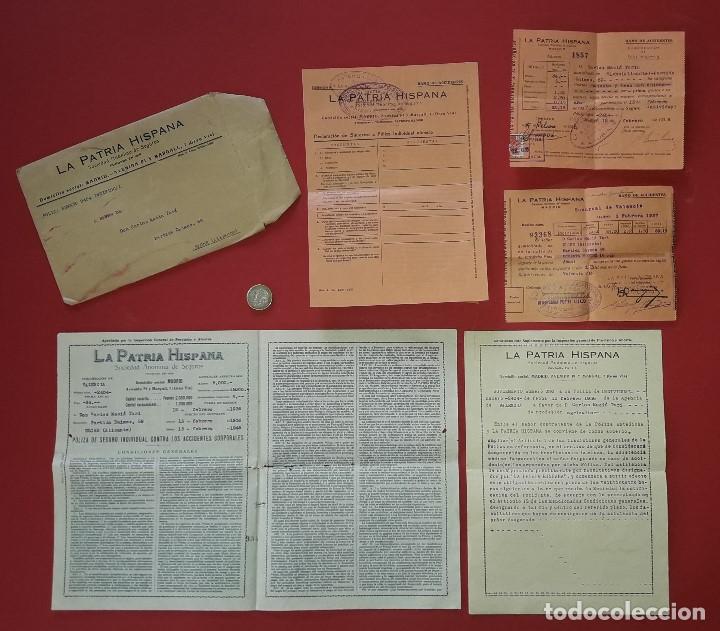 Documentos antigos: POLIZA DE SEGUROS LA PATRIA HISPANA A&Ntilde;O 1936 ELCHE - ALICANTE