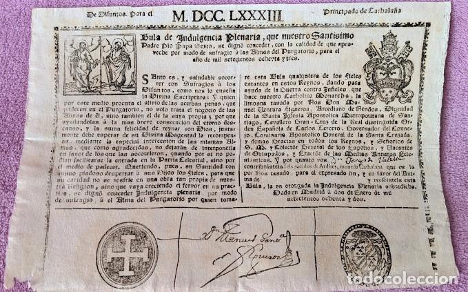 Documentos antiguos: BULA DE INDULGENCIA PLENARIA 1783. 34X20 - Foto 1