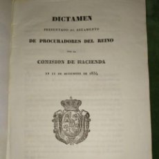 Documentos antiguos: 1834. DICTAMEN DE LA COMISIÓN DE HACIENDA.. Lote 203051827