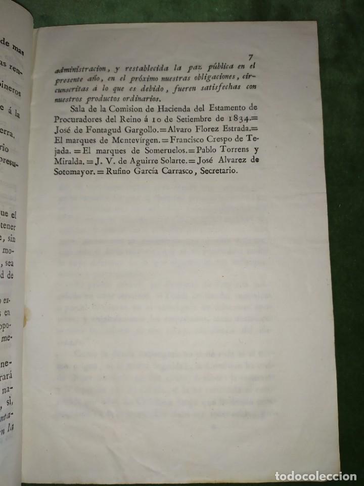 Documentos antiguos: 1834. Dictamen de la Comisi&oacute;n de Hacienda. - Foto 3