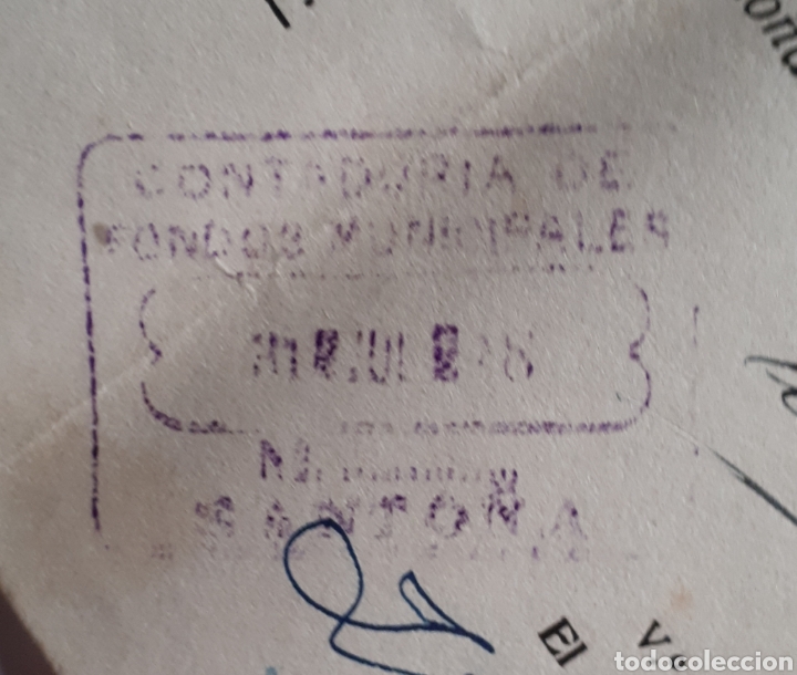 Documentos antiguos: SANTOÑA. Carta de pago, inspección y reconocimiento de pescados. Firmas de interventor y Alcade.1928 - Foto 2 - 203188137