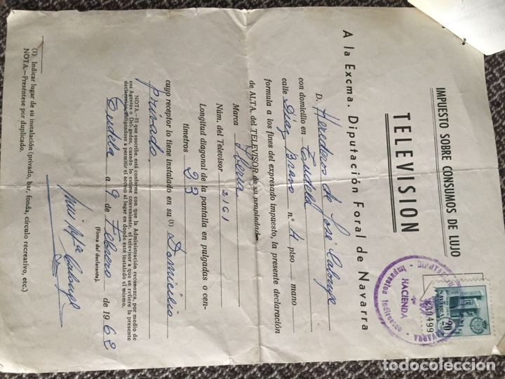 Documentos antiguos: Impuesto navarra - Foto 1