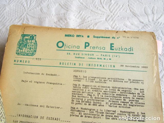 Documentos antiguos: IMPORTANTE LOTE DOCUMENTOS OFICINA DE PRENSA DE EUZKADI EN EL EXILIO ENTRE 1947-1963 OPE PAIS VASCO