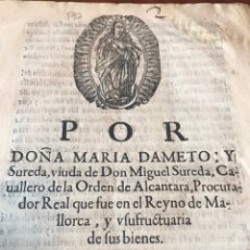 Documentos antiguos: CIRCA 1650 MALLORCA. MARIA DAMETO CARGOS DOCTOR CASTELDASES. MORO CAUTIVO, NAUFRAGIO NAO EN IBIZA. Lote 203973807