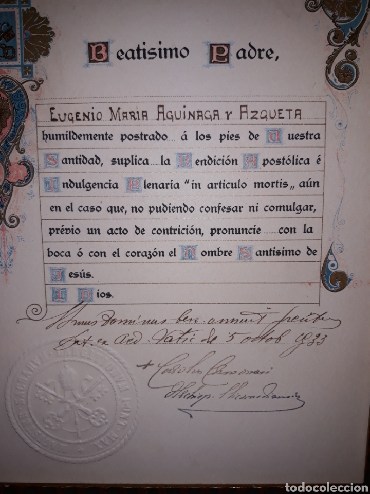 Documentos antiguos: Bendici&oacute;n Apostolica - Foto 4