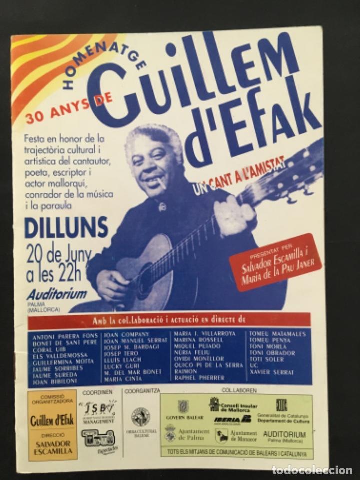 Documentos antiguos: HOMENATGE 30 ANYS GUILLEM D&acute;EFAK, PALMA MALLORCA 1994