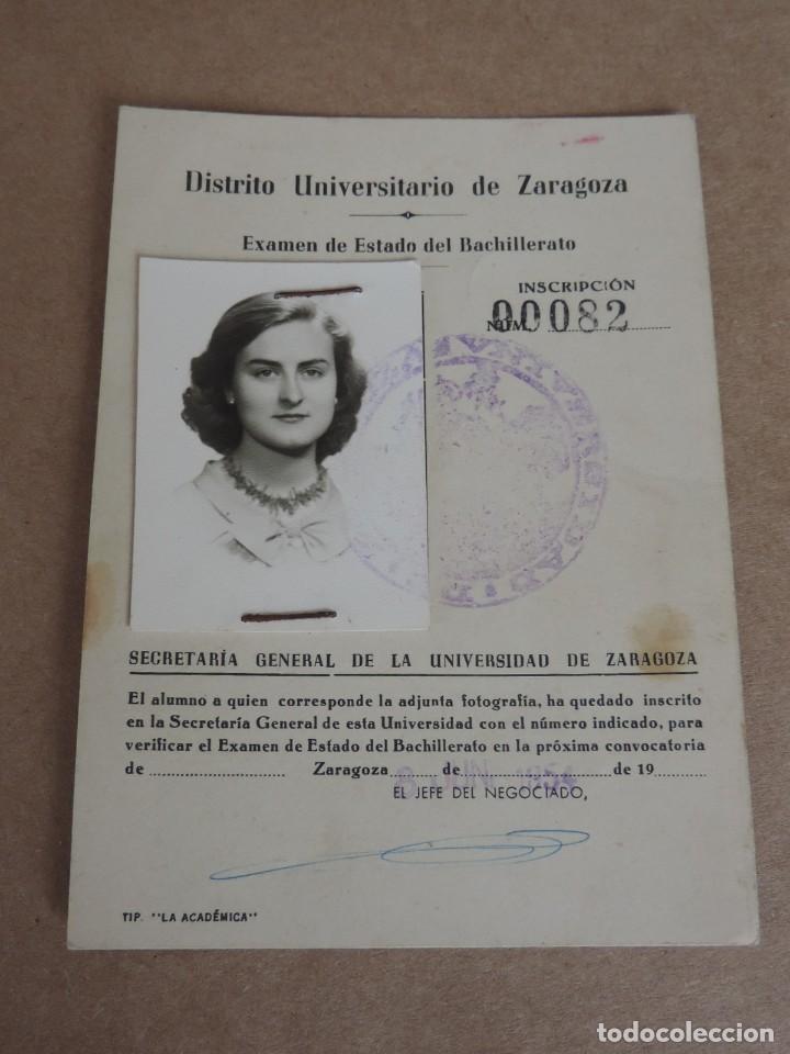 Documenti antichi: CARNET DEL DISTRITO UNIVERSITARIO DE ZARAGOZA, EXAMEN DE ESTADO DEL BACHILLERATO, A&Ntilde;O 1954, MIDE 12