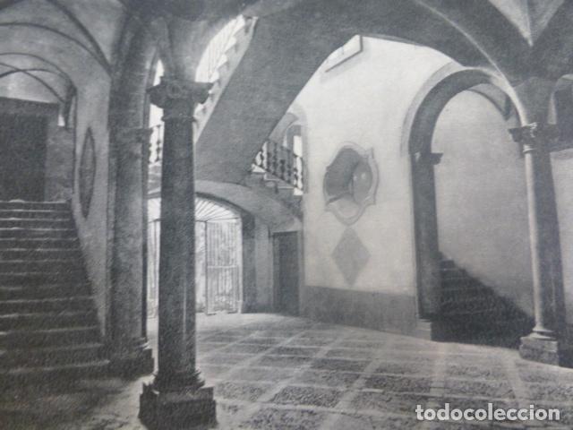 Alte Dokumente: PALMA DE MALLORCA PATIO DE LA CASA MARQUES ANTIGUA LAMINA HUECOGRABADO A&Ntilde;OS 50