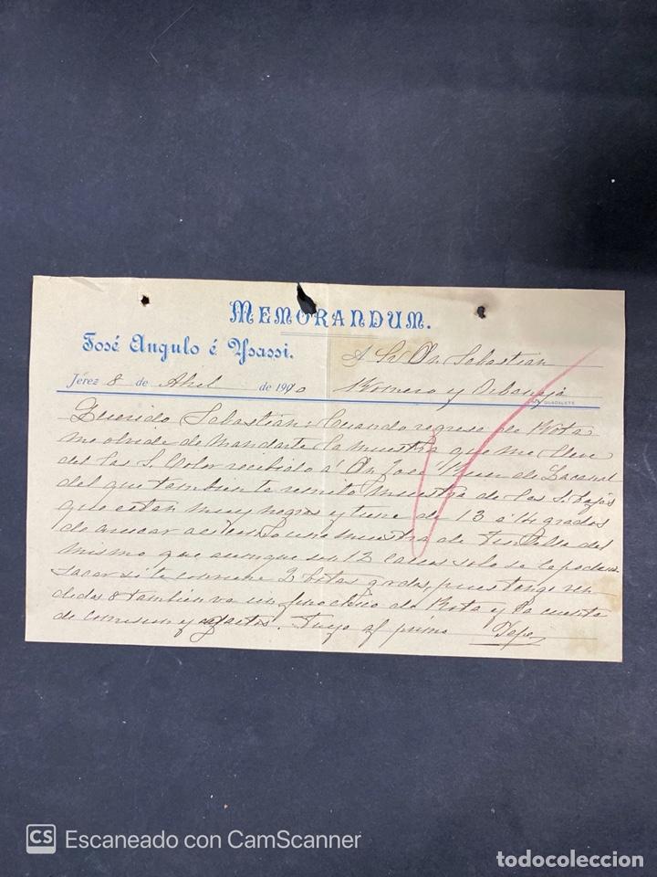 Documentos antiguos: MEMORANDUM. JOSE ANGULO E YSASSI. JEREZ, 1910. VER