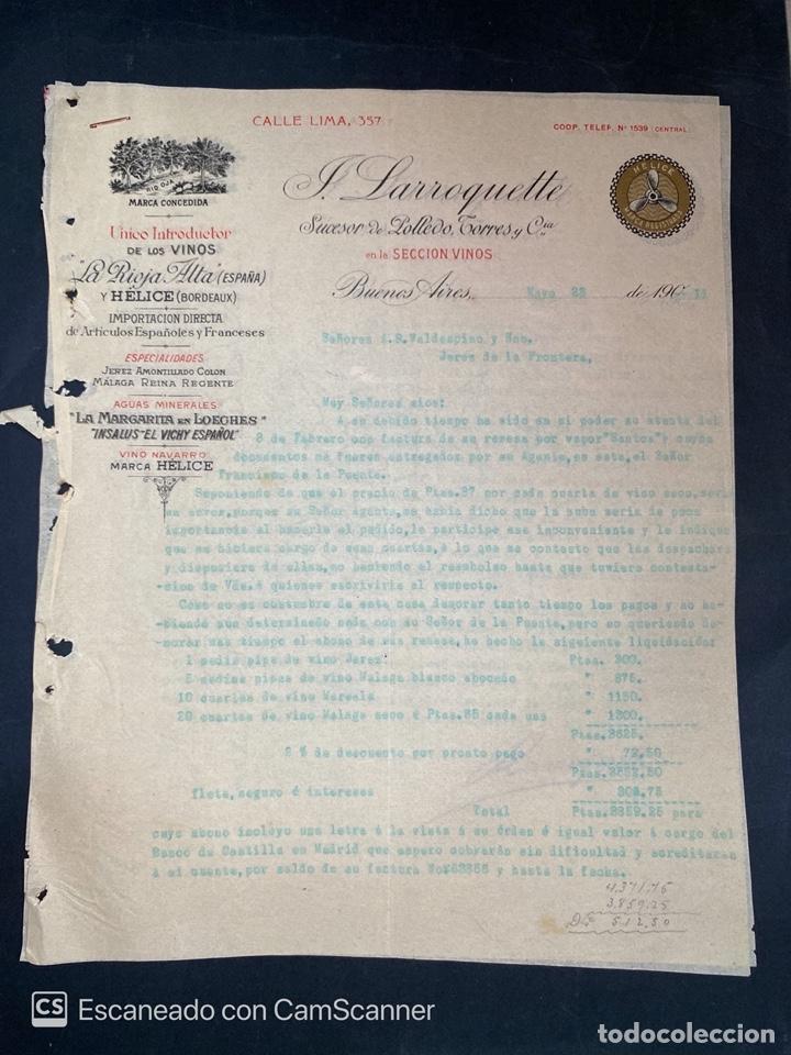 Documentos antiguos: CARTA COMERCIAL. L. LARROQUETTE. DIRIGIDA A A.R. VALDESPINO & HNO. BUENOS AIRES, ARGENTINA, 1933
