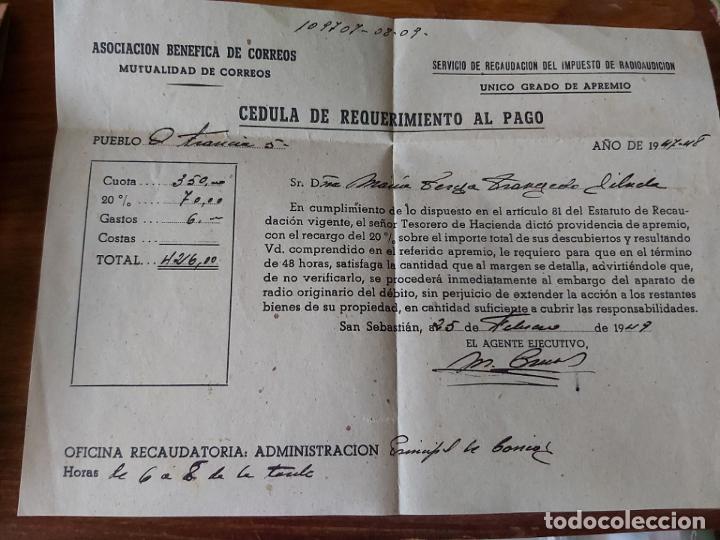 Documento c&eacute;dula de requerimiento al pago 1947-1948
