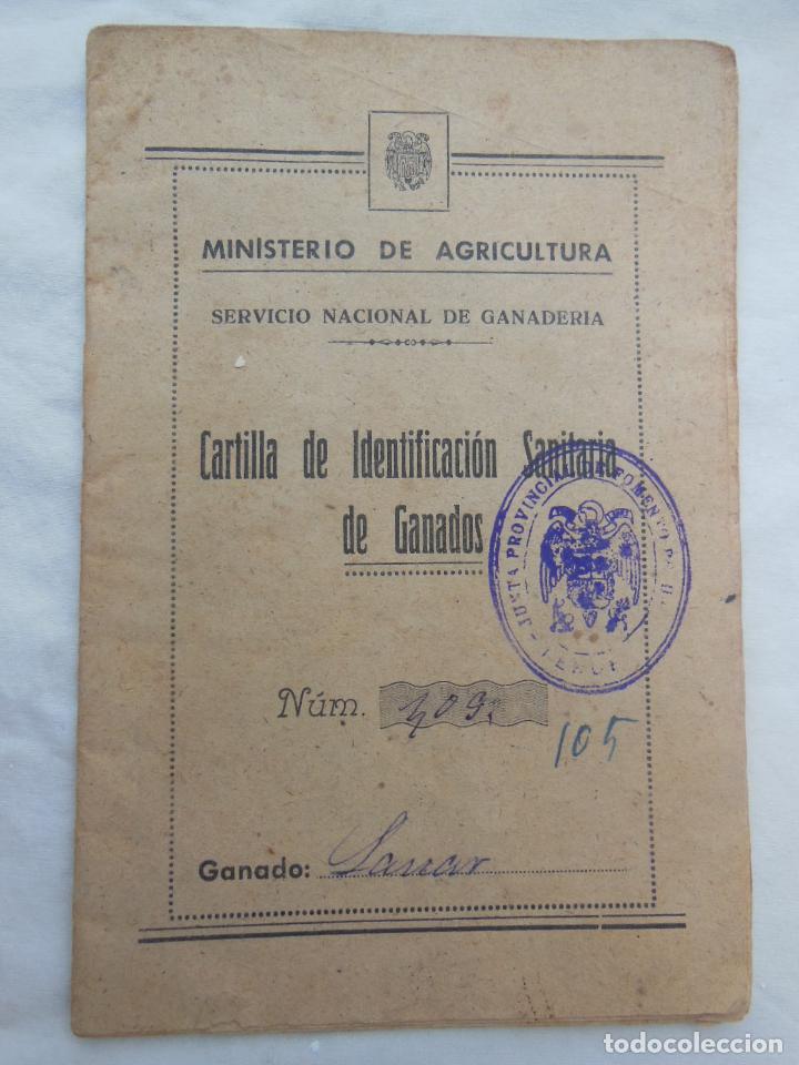 Documentos antiguos: CARTILLA DE IDENTIFICACI&Oacute;N SANITARIA DE GANADOS. Lanar. 1941. San Agust&iacute;n, provincia de Teruel