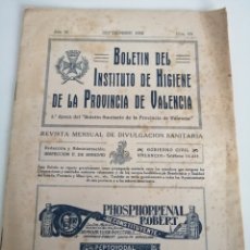 Documentos antiguos: BOLETÍN INSTITUTO HIGIENE PROVINCIA VALENCIA. N. 64. SEPT. 1932. Lote 205168760