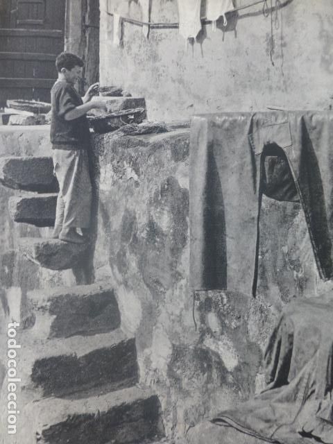 Documentos antigos: LA GUARDIA PONTEVEDRA CASA DE PESCADORES ANTIGUA LAMINA HUECOGRABADO A&Ntilde;OS 50