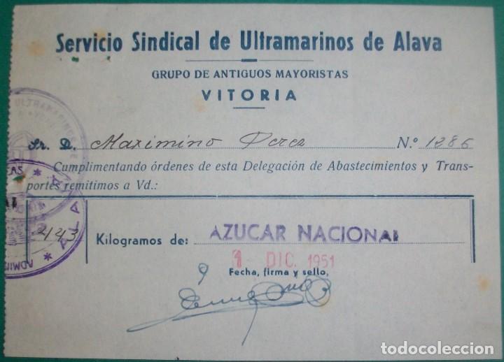 Documentos antiguos: PA&Iacute;S VASCO/EUSKADI. Vale del servicio sindical de ultramarinos. Vitoria (&Aacute;lava). 1951