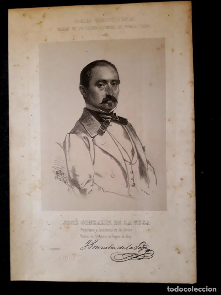 Documents Anciens: Jos&eacute; Gonz&aacute;lez de la Vega. Cadiz. CORTE CONSTITUYENTES GALER&Iacute;A DE REPRESENTANTES 1854 SERIGRAF&Iacute;A