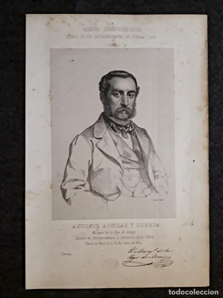 Documentos antiguos: Antonio Aguilar y Correa. C&oacute;rdoba. CORTE CONSTITUYENTES GALER&Iacute;A DE REPRESENTANTES 1854 SERIGRAF&Iacute;A
