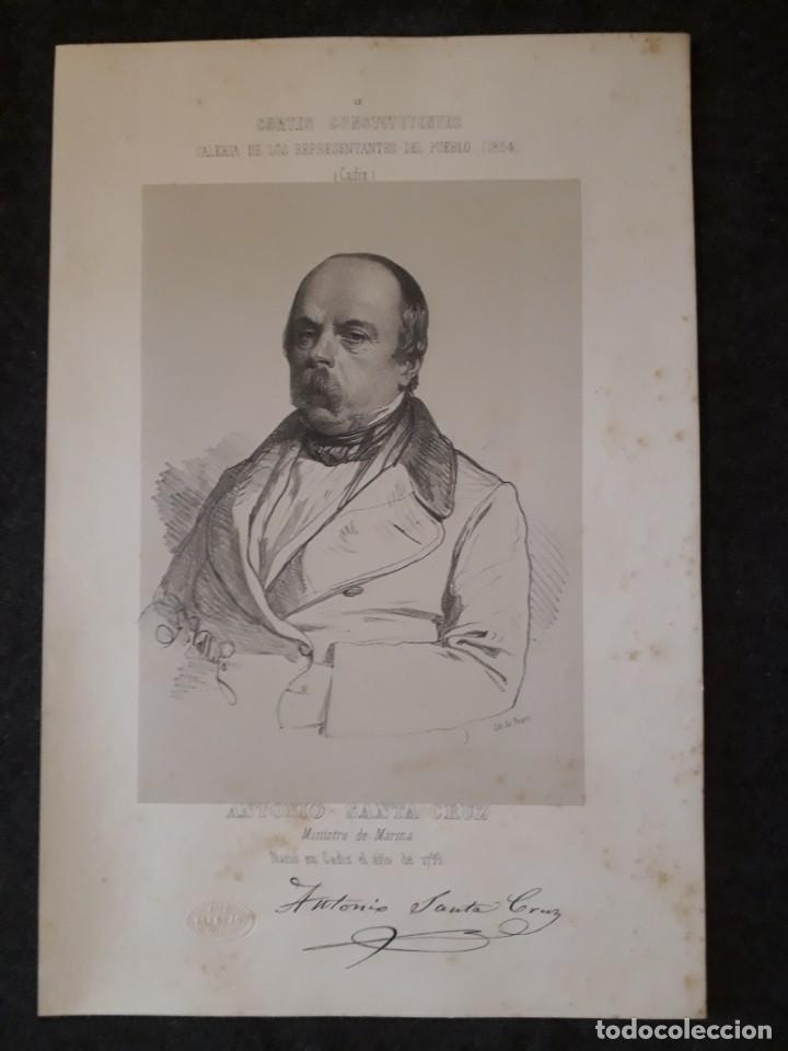 Documents Anciens: Antonio Santa Cruz. C&aacute;diz. CORTE CONSTITUYENTES GALER&Iacute;A DE REPRESENTANTES 1854 SERIGRAF&Iacute;A