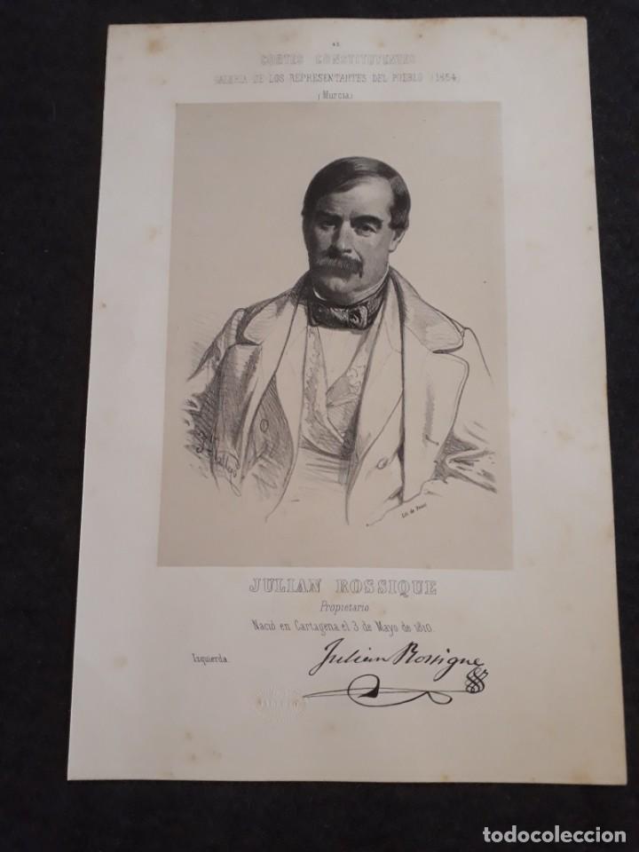 Documenti antichi: JULI&Aacute;N ROSSIQUE. MURCIA CATAGENA. CORTE CONSTITUYENTES GALER&Iacute;A DE REPRESENTANTES 1854 SERIGRAF&Iacute;A