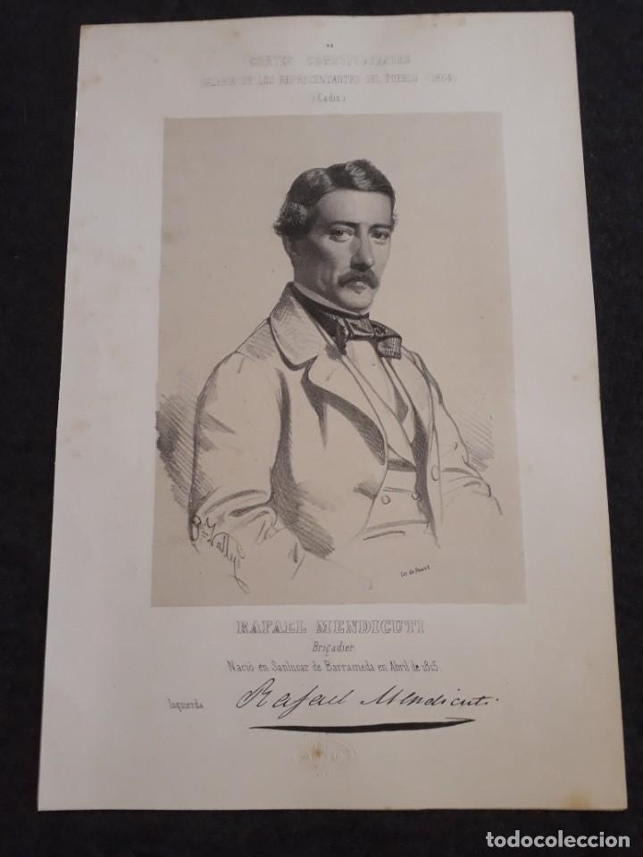 Documenti antichi: RAFAEL MENDICUTI. CADIZ. CORTE CONSTITUYENTES GALER&Iacute;A DE REPRESENTANTES 1854 SERIGRAF&Iacute;A