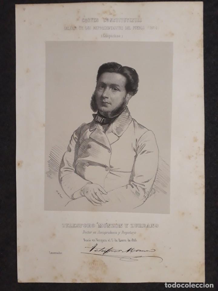 Documentos antigos: TELESFORO MONZ&Oacute;N Y ZURBANO GUIP&Uacute;ZCOA CORTE CONSTITUYENTES GALER&Iacute;A DE REPRESENTANTES 1854 SERIGRAF&Iacute;A
