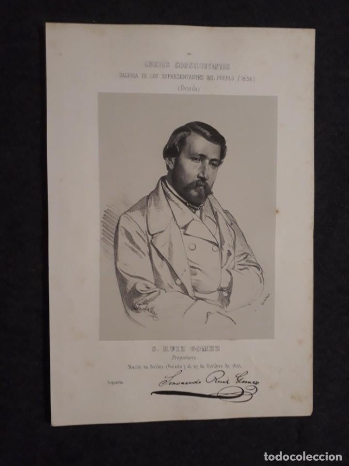 Documentos antigos: S. RU&Iacute;Z G&Oacute;MEZ. OVIEDO. AVILES. CORTE CONSTITUYENTES GALER&Iacute;A DE REPRESENTANTES 1854 SERIGRAF&Iacute;A