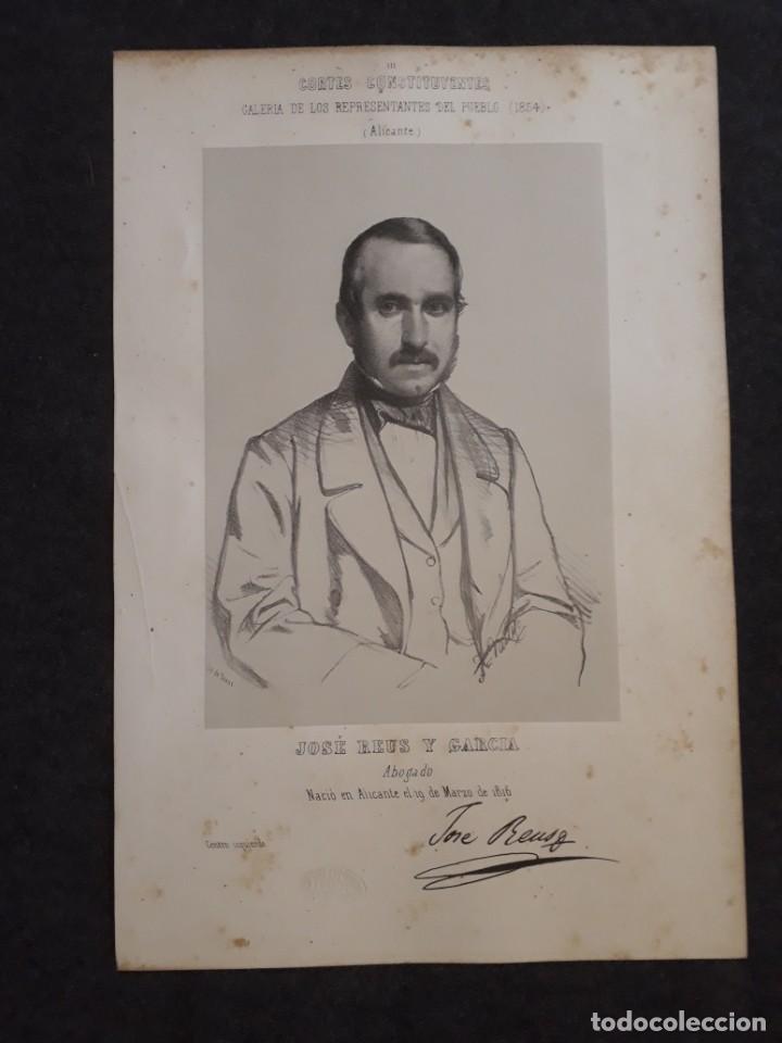 Alte Dokumente: Jos&eacute; REUS Y GARC&Iacute;A. ALICANTE. CORTES CONSTITUYENTES GALER&Iacute;A DE REPRESENTANTES 1854 SERIGRAF&Iacute;A