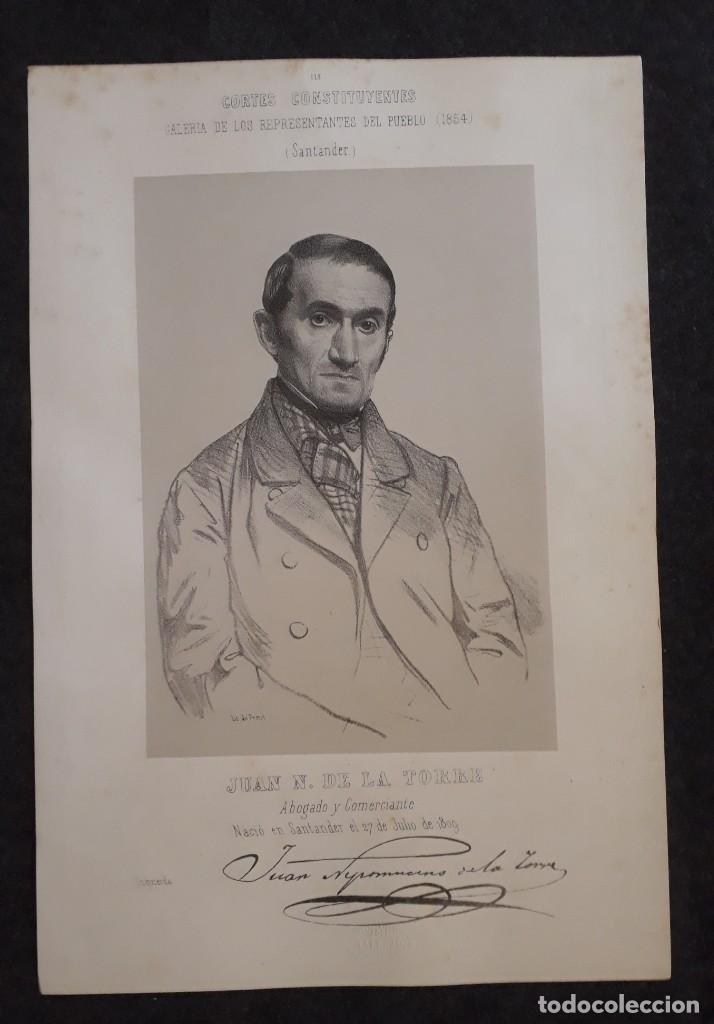 Documentos antigos: JUAN N. DE LA TORRE. SANTANDER. CORTES CONSTITUYENTES GALER&Iacute;A DE REPRESENTANTES 1854 SERIGRAF&Iacute;A
