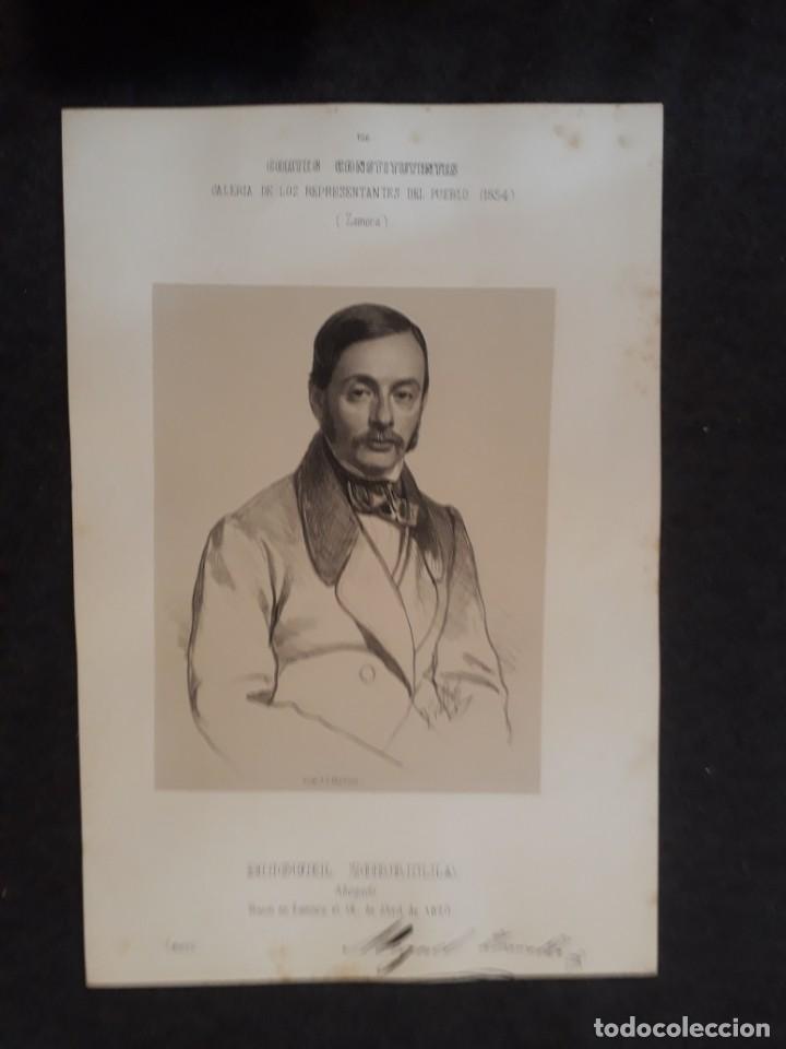 Documentos antigos: MIGUEL ZORRILLA. ZAMORA. CORTES CONSTIYENTES GALER&Iacute;A DE REPRESENTANTES 1854 SERIGRAF&Iacute;A