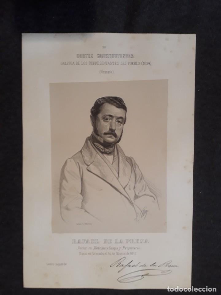 Documentos antigos: RAFAEL DE LA PRESA. GRANADA. CORTES CONSTIYENTES GALER&Iacute;A DE REPRESENTANTES 1854 SERIGRAF&Iacute;A