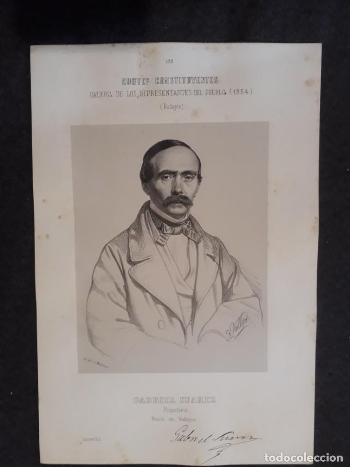 Documentos antigos: GABRIEL SU&Aacute;REZ. BADAJOZ. CORTES CONSTIYENTES GALER&Iacute;A DE REPRESENTANTES 1854 SERIGRAF&Iacute;A