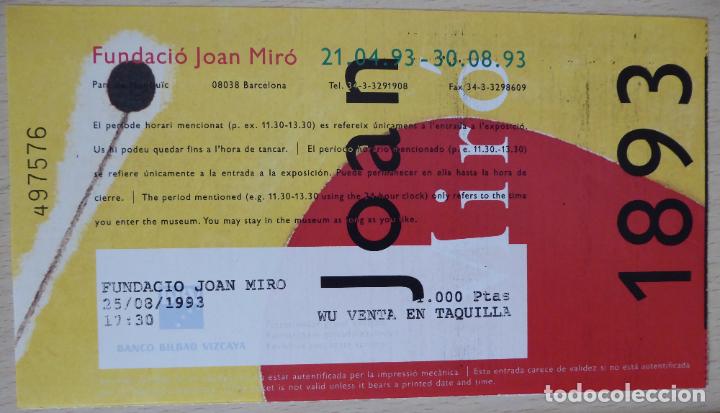 Documentos antiguos: Entrada y folleto (franc&eacute;s) de la Exposici&oacute;n Centenario de Joan Mir&oacute; 1893-1993 (17,5 x 10 cm)